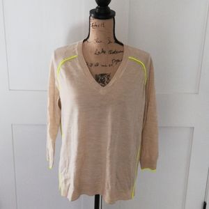 J. Crew V Neck Sweater with Neon Trim